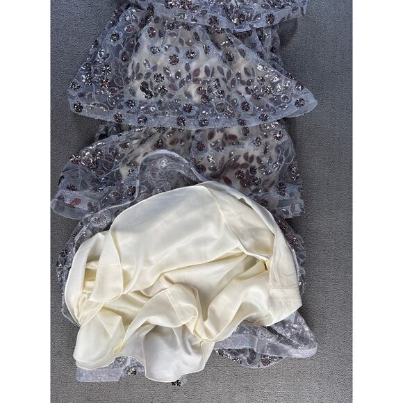 Dress the Population Formal Dress Full Length Tiered Sequin Embroidered Prom XS - Picture 4 of 8